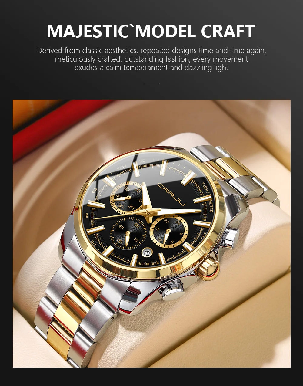 Reloj deportivo multifunción de acero inoxidable para hombre, de cuarzo, con manecillas luminosas._voghion.com