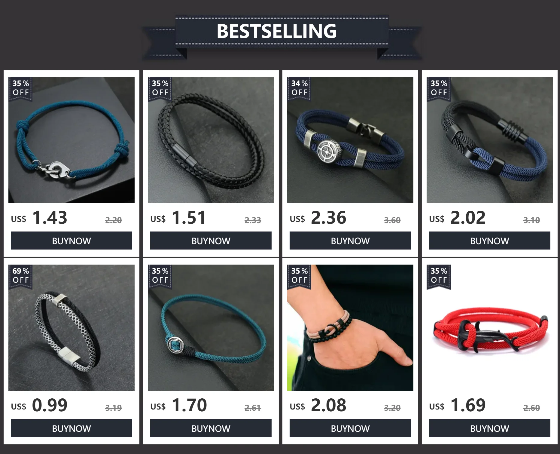 Schlichter Stil, Güteklasse A, 2 mm, dünnes Schnur-Armband für Männer, handgefertigt, verstellbar, Böhmen-Glücks-Amulett-Armband, Geschenke für Ihn, Pulseria – Detail 1