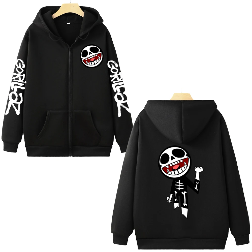 

Fashion Hoody Gorillaz Zip-up Hoodies Rock Music Band Graphic Print Unisex Zipper Sweatshirt Autumn Streetwear Vintage Cardigan