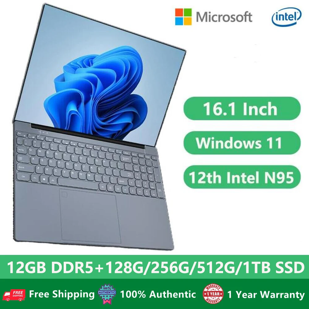 

2023 AKPAD Intel Celeron 12Th N95 Laptop Windows 10 11 Pro Office Bluetooth Notebook PC 16G DDR4 16-inch 1920x1200 IPS Netbook