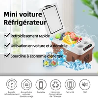 Réfrigérateur portable compact 15L pour voiture, DC 12/24V AC 100-240V, refroidisseur et chauffe-eau pour camion, camping, voyage, véhicule, utilisation en extérieur 2