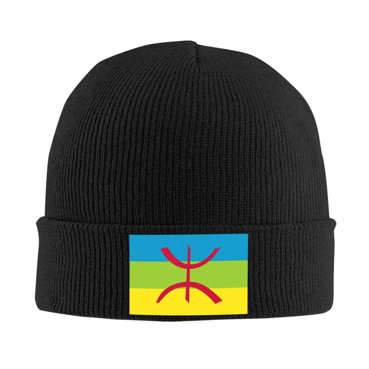 

Amazigh Berber Flag Skullies Beanies Caps Unisex Winter Warm Knit Hat Adult Kabyle Tifinagh Logo Bonnet Hats Outdoor Ski Cap