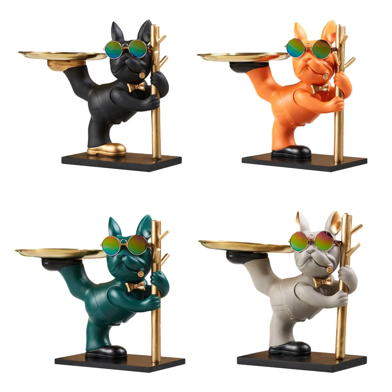 

Bulldog Statue Desk Storage Tray Multifunctional Dog Statue Candy Bowl for