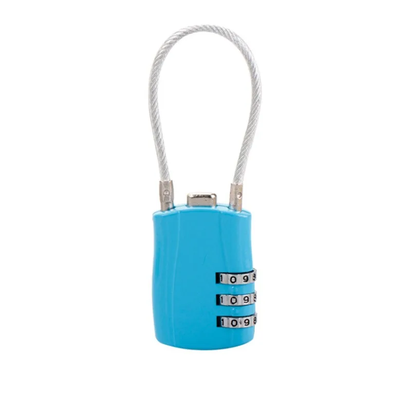 Description Picture 2 of item3 Digit Customs Code Lock Combination Locks Contrast Color Anti-Theft Padlock Portable Luggage Password Lock With Steel Cable