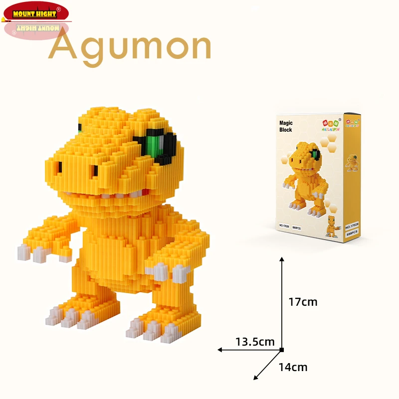 DIY Digimon Small Building Cartoon Agumon Animal Model Education Game Graphics Digital Monster Blocks Kids Gift Educational Toys wooden cubes Blocks