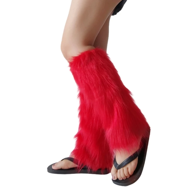 

Faux Furs Leg Warmer,Y2K Warm Cozy Fuzzy Leg Warmer Boot Cuffs Cover for Womens P8DB