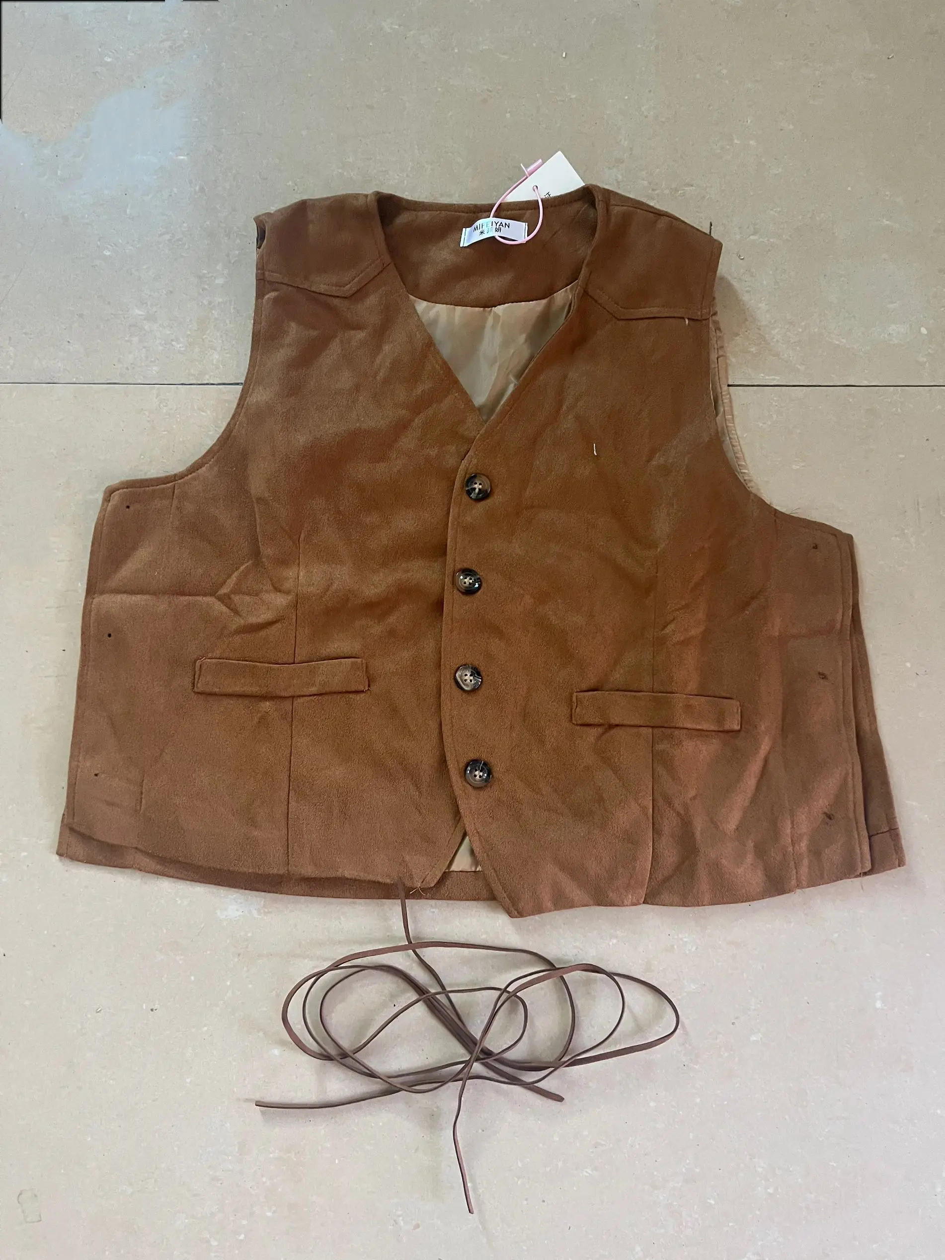 Nituyy Gilet Hippie Anni '70 In Finta Pelle Scamosciata Con Frange - Stile Boho Western Per Donna - 6
