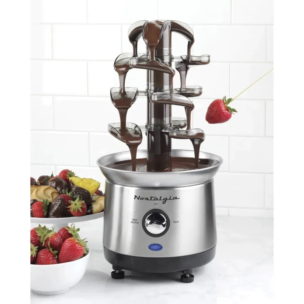 4 Tier Electric Chocolate Fondue Fountain Machine for Parties, Dip Strawberries, Apple Wedges and More, Chocolate Melting Pot images - 6