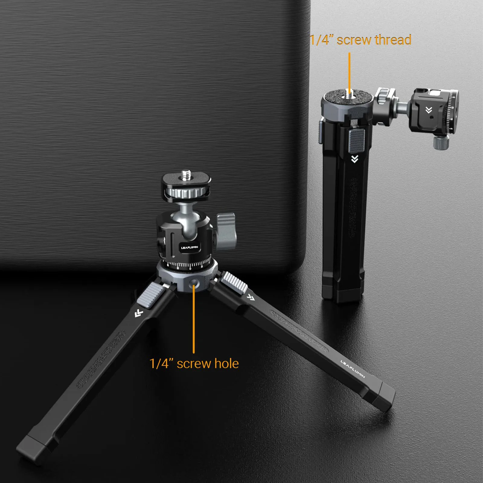 Description Picture 4 of itemPortable Desktop Tripod w/ 1/4 Thread Aluminum Alloy Compact Tripod for Camera/Phone/Webcam Gimbal DSLR Camera Video Camcorder