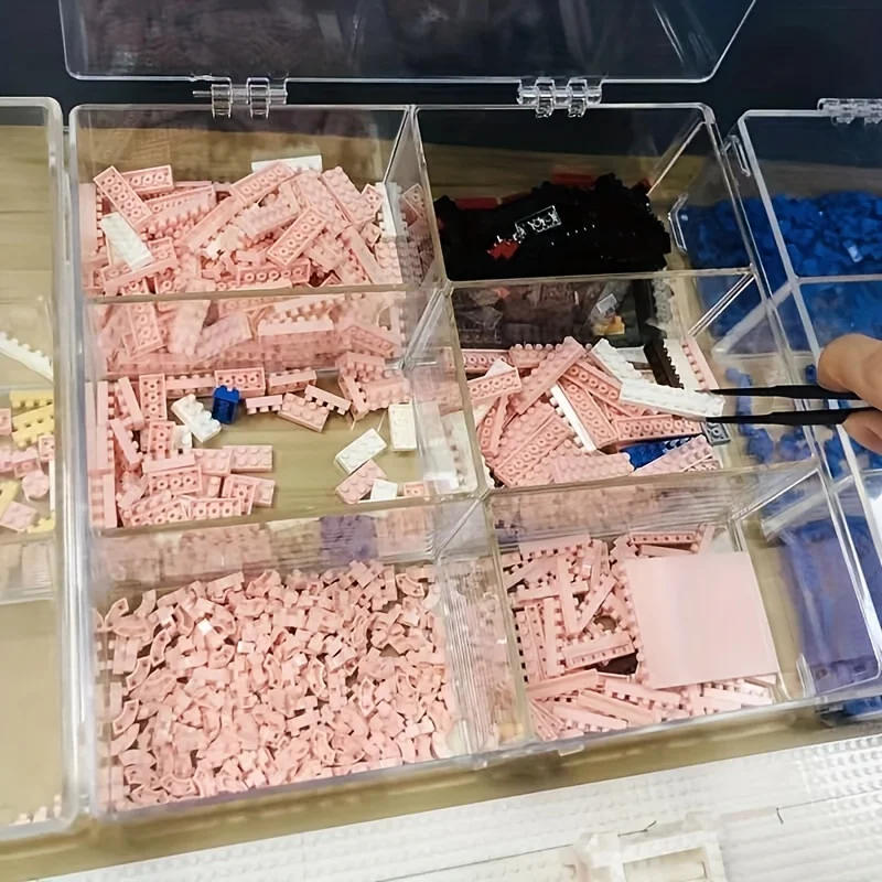 Building Block Clear Container with 6 Compartments