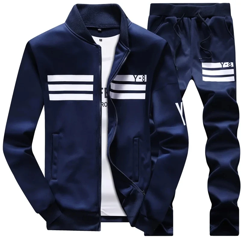 Tracksuit Set Men Autumn Spring Sportwear M-9XL Large Size Men Zipper Coat Pants 2 Piece Sets Sweat Suit Sporting Fitness Sets custom your logo 2pcs set sexy women tracksuit sportwear sleeve crop top pants outfit workout gym fitness athletic women clothes