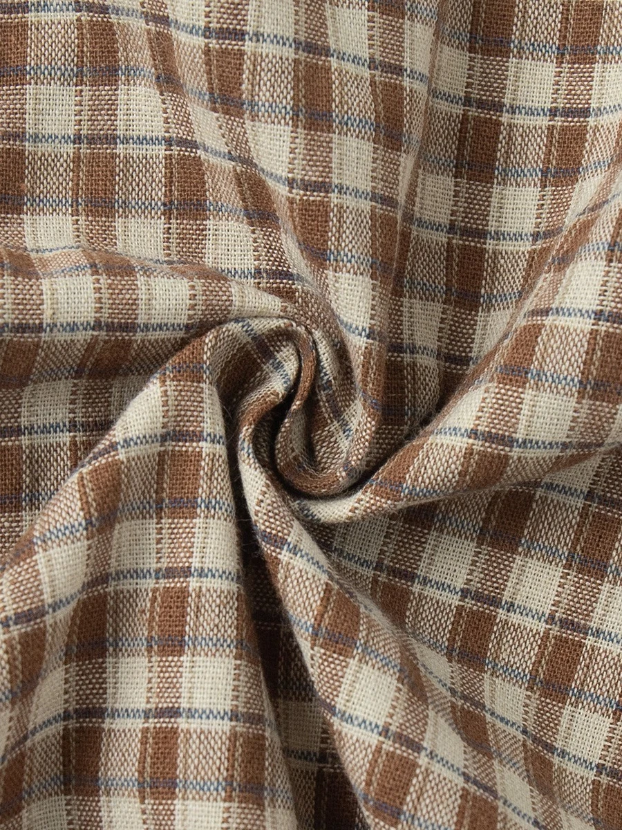 Bornladies Women's Summer Retro Plaid T-shirt Ruffled Hot Girl Ruffle Trim Shirt  Lace-up Small Collar Slim Fit Cropped Blouse