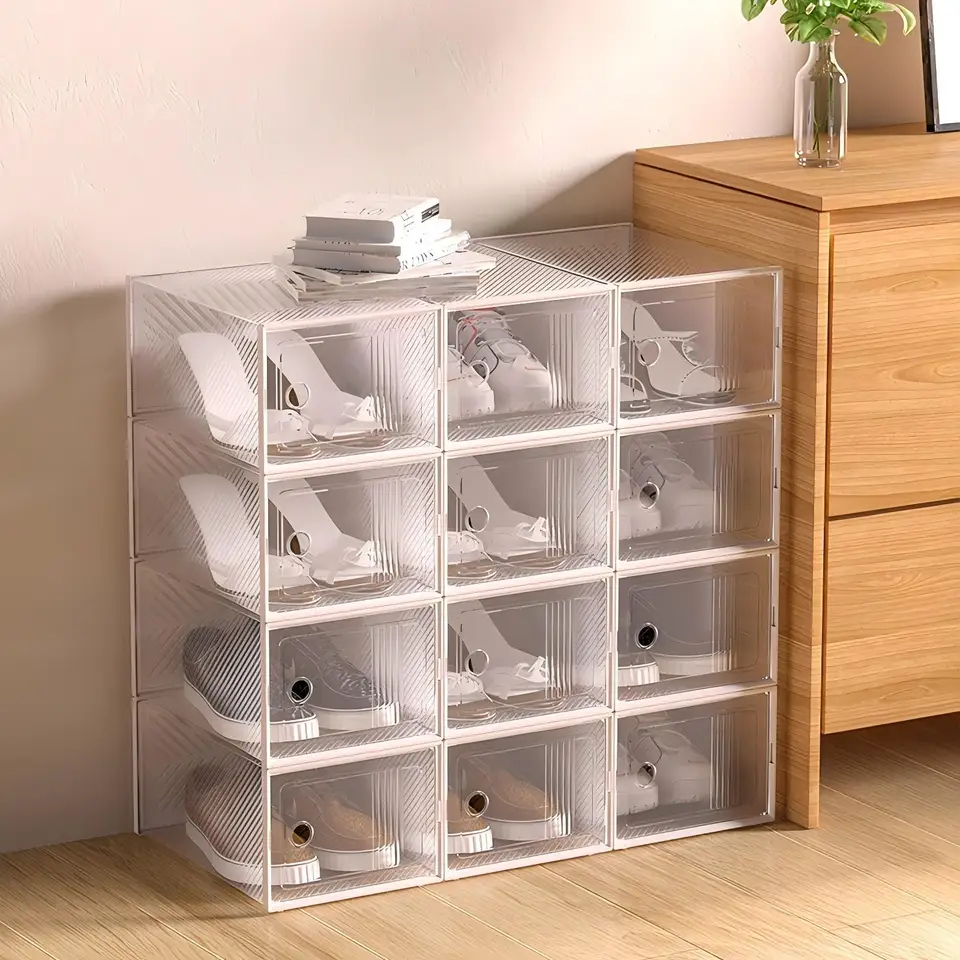 8 Piece Stackable Transparent Shoe Storage Organizers