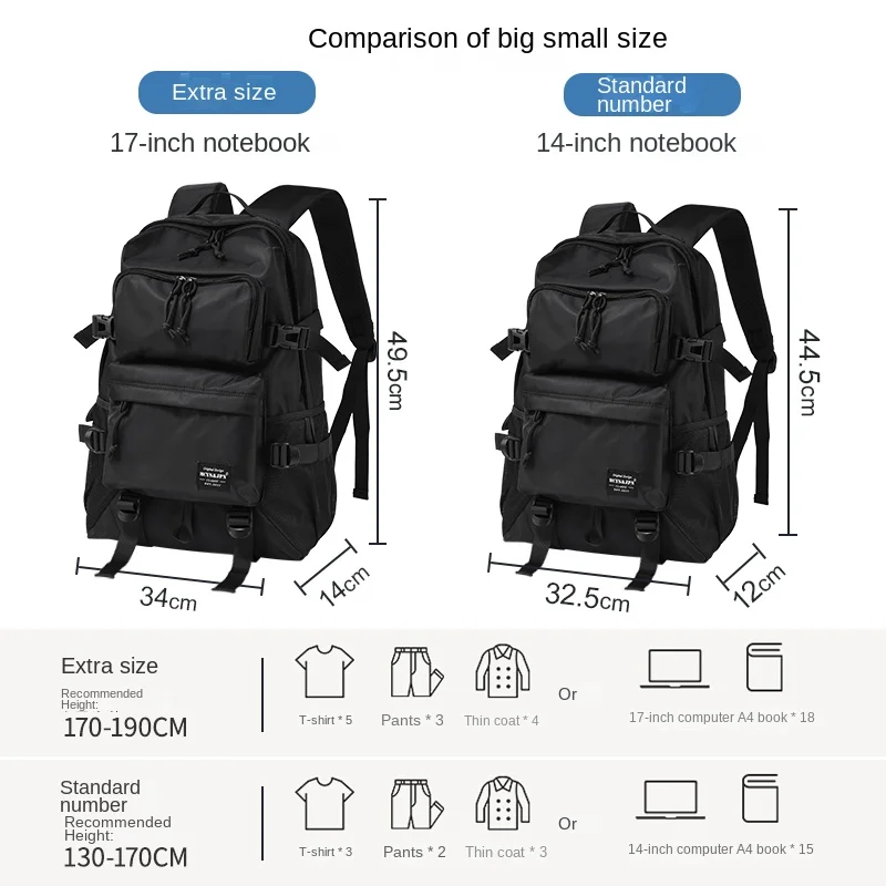 Large Capacity Backpack Men's Leisure Travel Waterproof Mountaineering Computer Backpack Junior High School High School