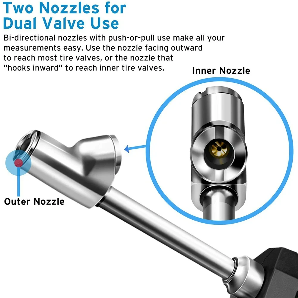 Digital Tire Pressure Gauge 230 PSI Dual Head Stainless Steel For Truck Car LCD Flashlight Vehicle Tester 3