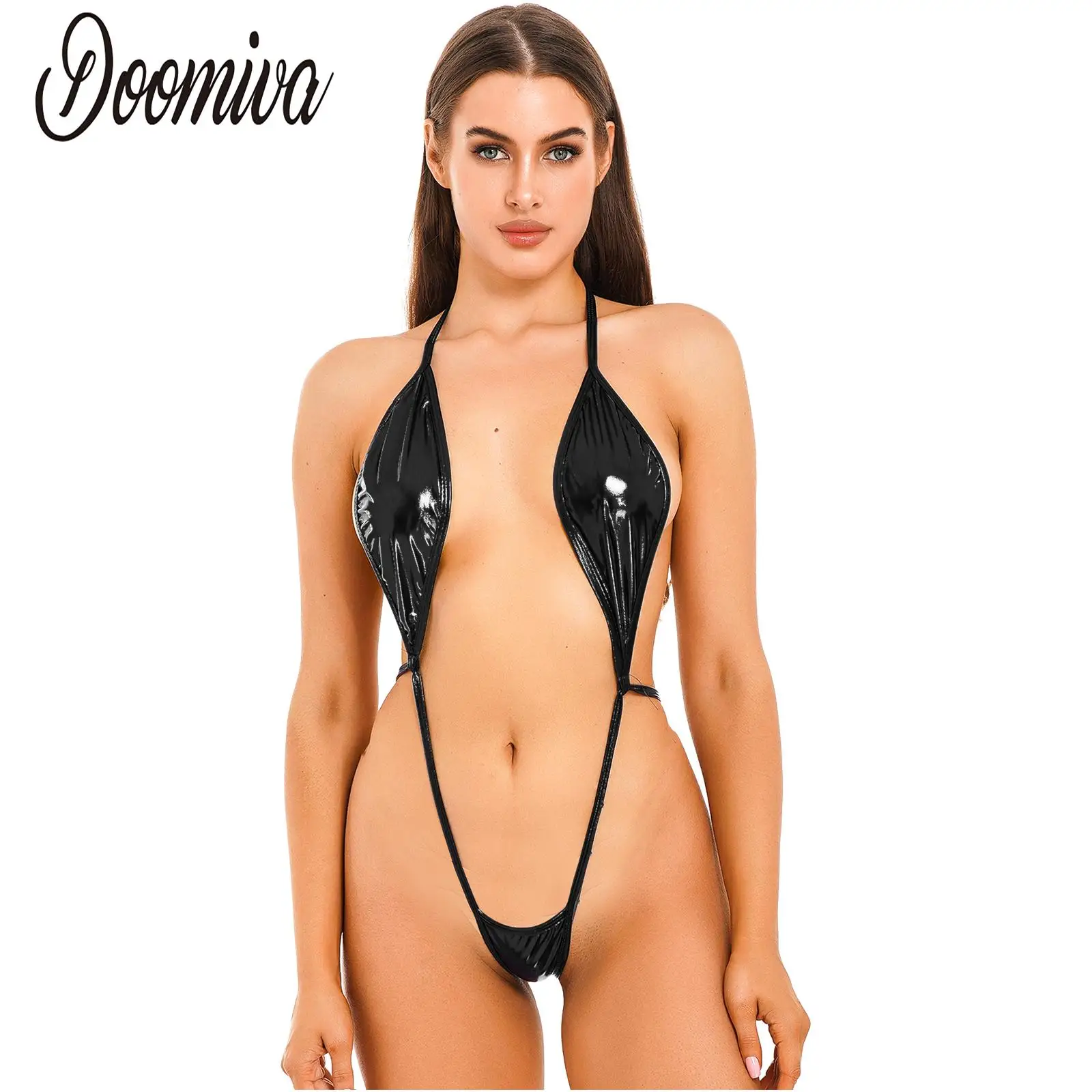 

Сексуальное Женское боди, монокини, купальник, блестящий слитный купальник на шнуровке, микро стринги с открытой спиной, нижнее белье, купальная одежда