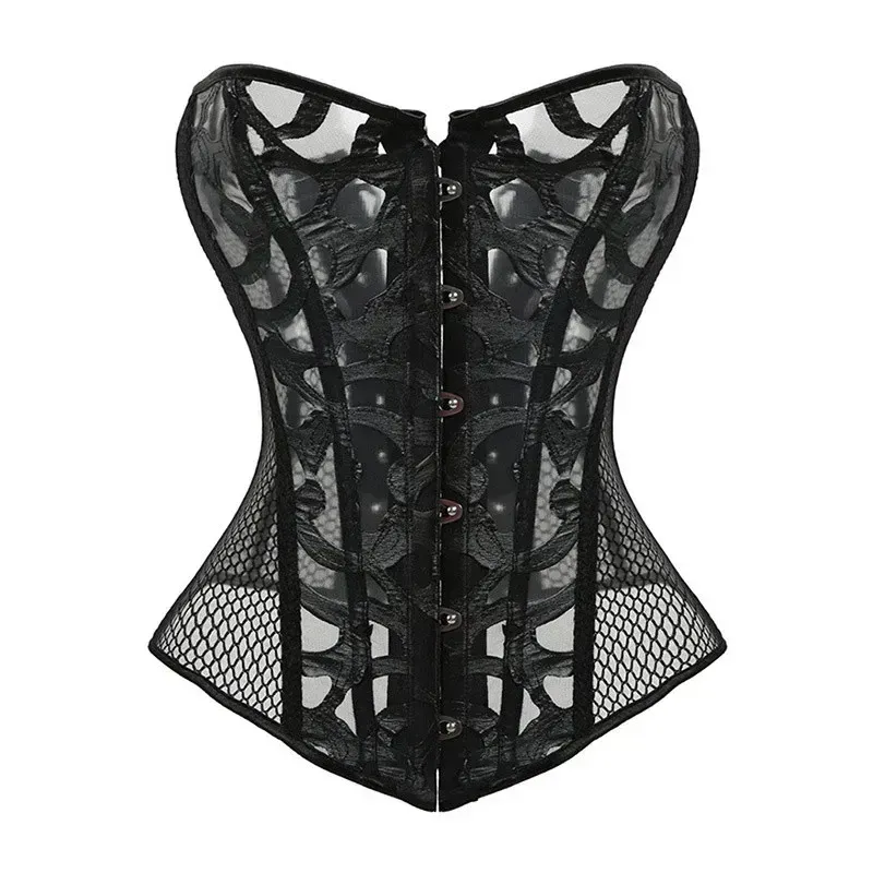 Womens Corset Mesh Breathable Sexy Bustier Gothic Lace Up Boned Corsets Top Shapewear Clubwear Party Club Night Corselet