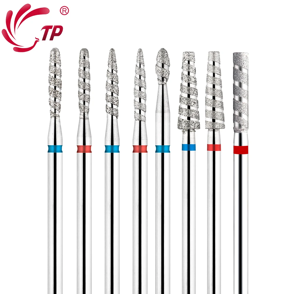 

TP 2pcs Diamond Milling Cutter for Manicure Spiral Nail Drill Bit 3/32"Tornado Flame Cuticle Bit for Electric Nail Drill Remover