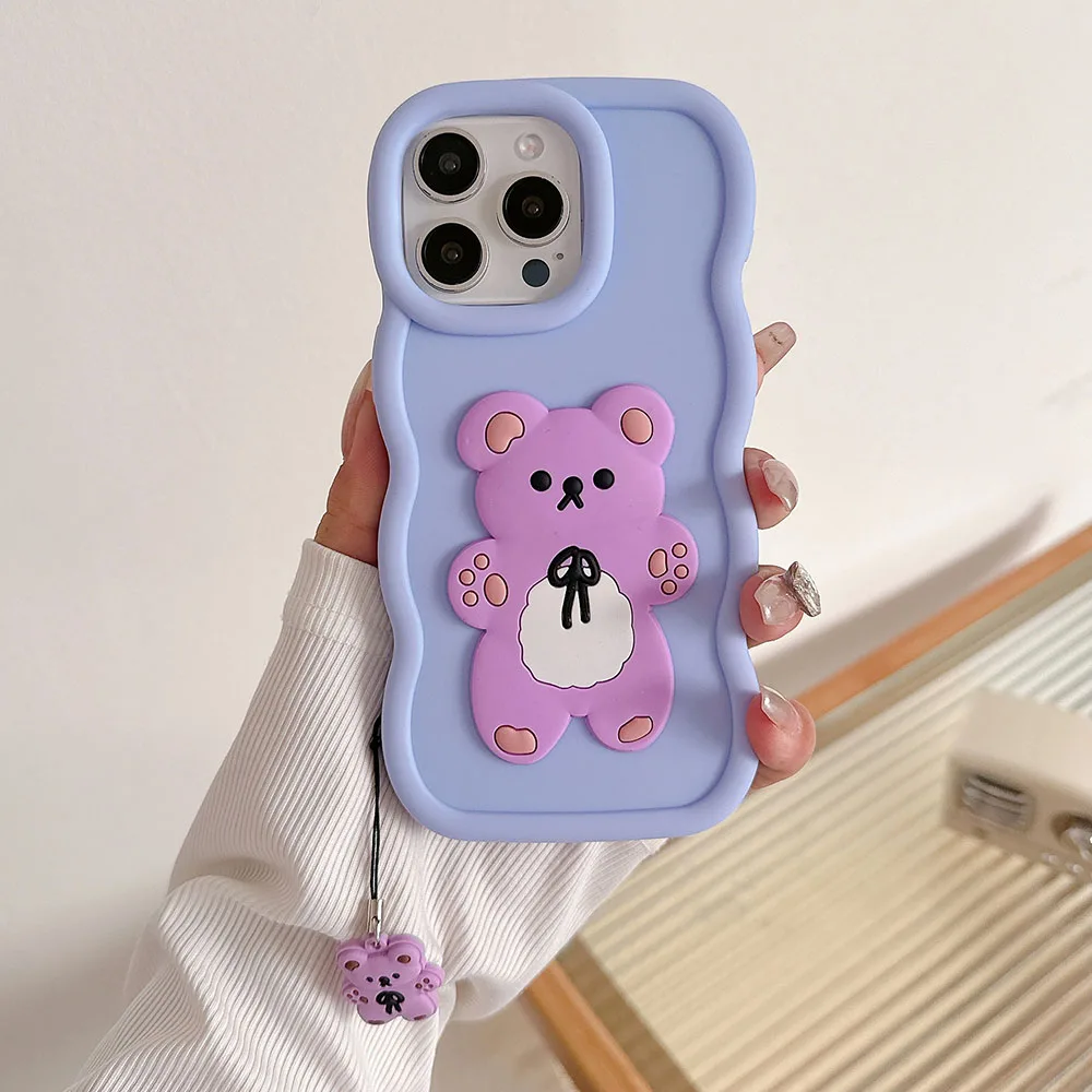 Honorx8 Cute Bear Pendant Candy Wavy Silicone Case On Huawei Honor X8 X8a X6s X6 4g 5g X8b X7 X7a X7b 90 70 Magic 5 6 Lite Cover_voghion.com