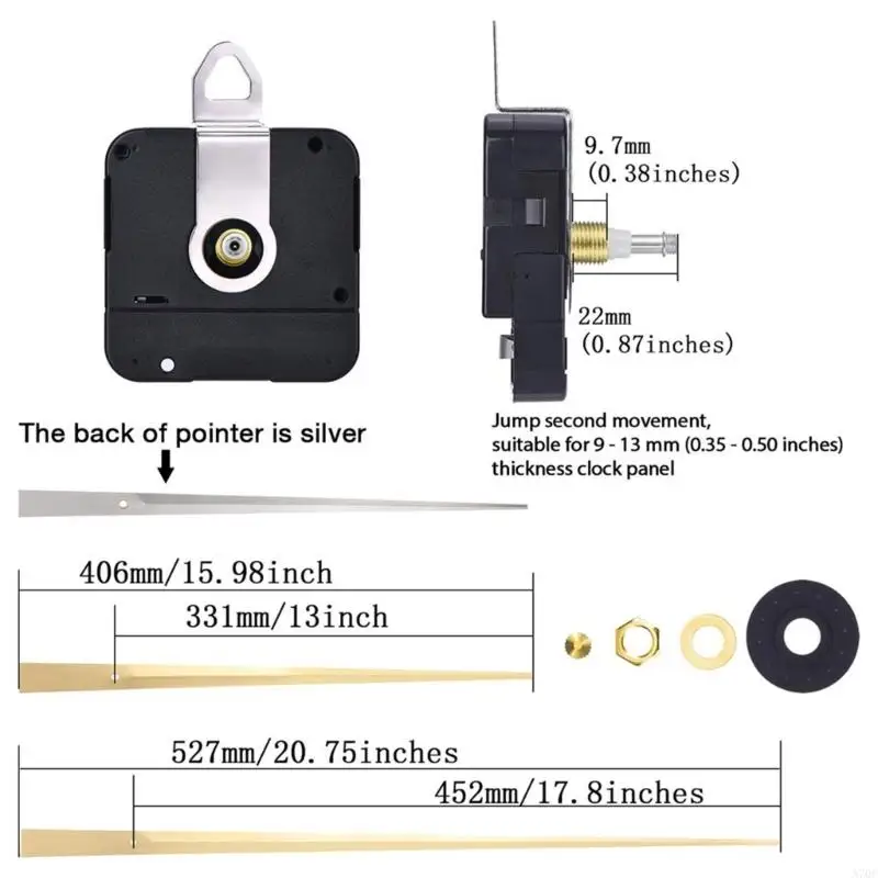 Large Wall Clock Movement with 450mm Hands, High Torques, Stable Quartzs Operations - 6