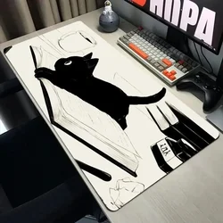 Charming Black Cat Desk Mat: Large Kawaii Office Accessory Rug - 300X600X2MM (BLACK-4)