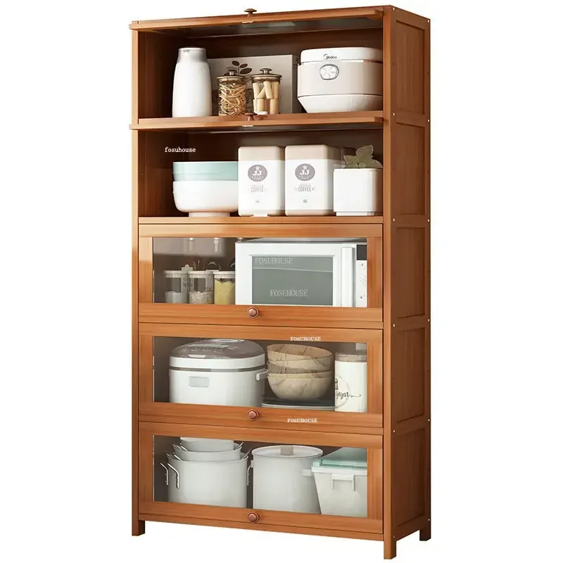 Nordic Solid Wood Kitchen Cabinets Home Living Room Wall Storage Cabinet Simple Multi-layer Kitchen Cabinet Kitchen Furniture 2