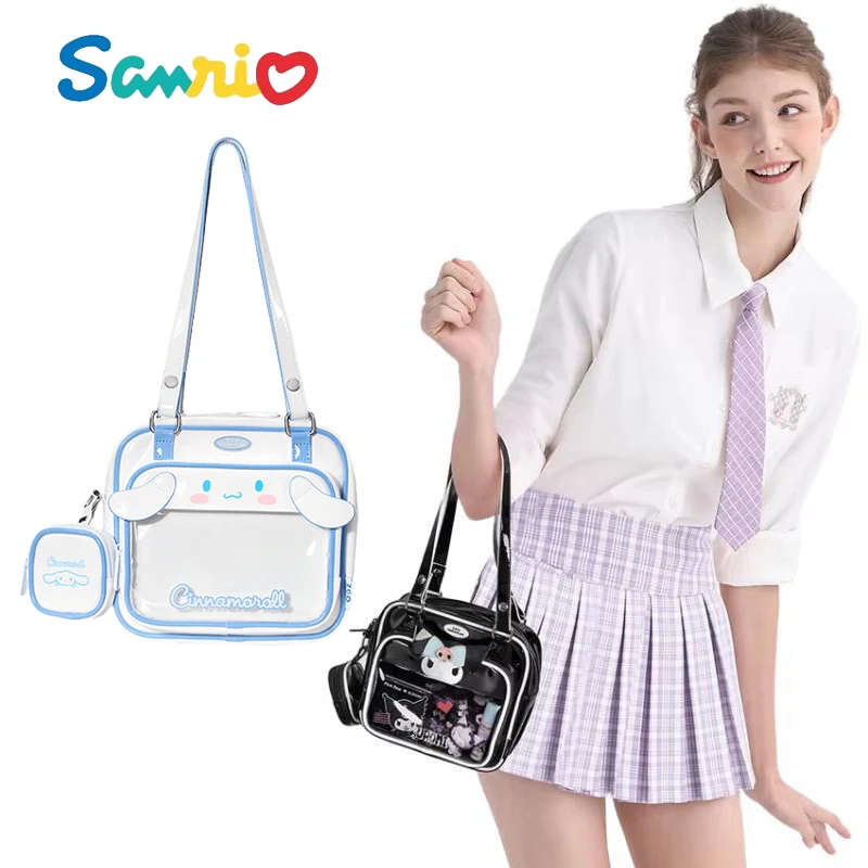 

Animation Peripherals Sanrios Cinnamoroll Kuromi Shoulder Crossbody Bag Casual Lolita Jelly Handbag Cute Transparent Doll Itabag