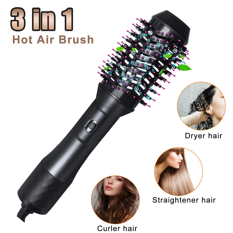 Hot Air Brush Multi Function Hair Dryer Straightener Curler Comb One