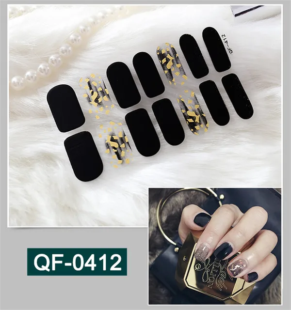 Lamemoria14tips Nail Stickers New Product Full Coverage 3D Summer Complete Nail Decals Waterproof Self-adhesive DIY Manicure QF412