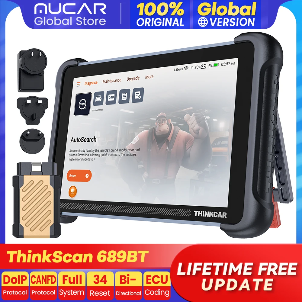 THINKCAR THINKSCAN 689BT OBD2 car diagnostic scanner tools full system 34 reset ECU Coding Active test scan CANFD DoIP lifetime