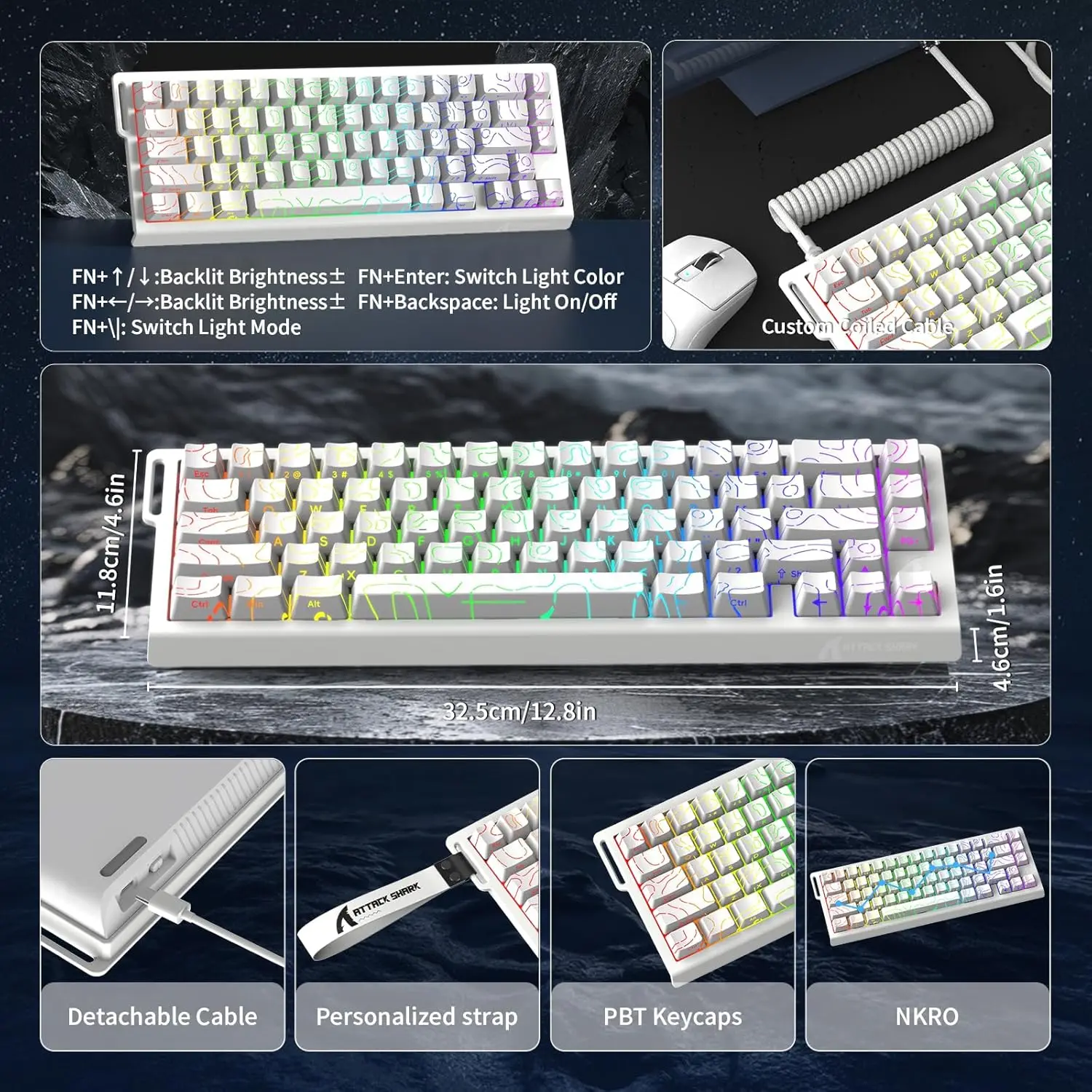 ATTACK SHARK X68 HE　ゲーミングキーボード　ラピッドトリガー Amazon | ATTACK SHARK (アタックシャーク) X68 HE 8KHZ