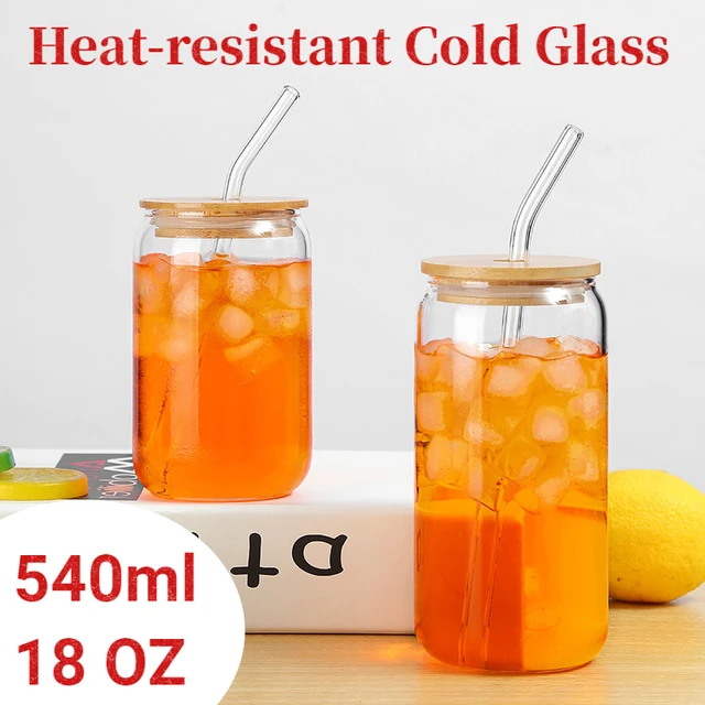 4/6PCS Can Shaped Drinking Glasses with Bamboo Lids & Straws Clear Water Glass  Cups,Iced Coffee,Tea,Tumbler Cup,Soda Glasses - AliExpress