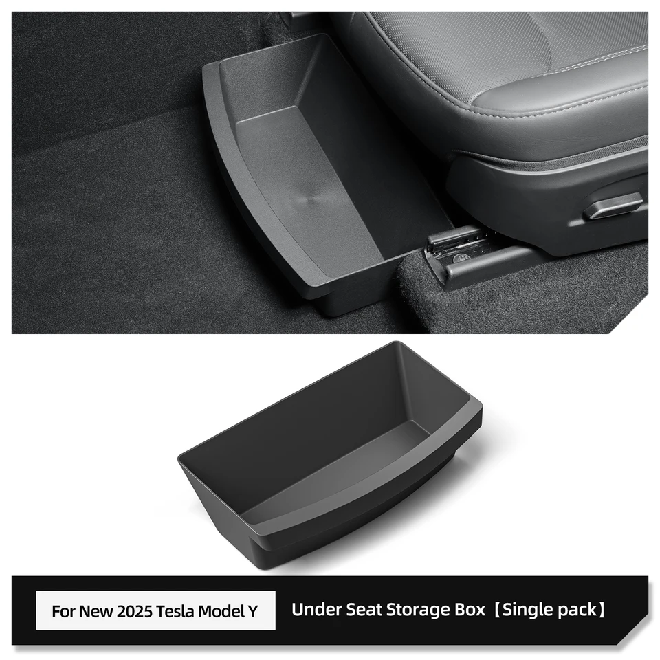 Qlhshop Under Seat Storage Box Compatible With 2025 2026 New Tesla Model Y Juniper Under-Seat Consoles Hidden Compartment Organizer Interior Accessories - TPE, Black (2 Pack - View #3