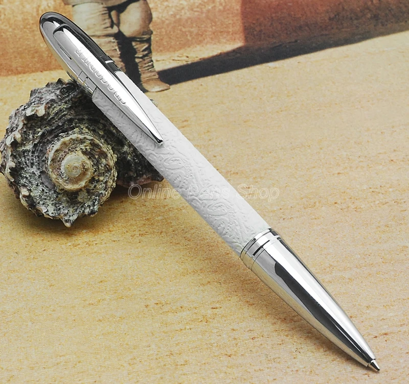 Elegant White Metal & Crocodile Skin Pattern Crocodile Ballpoint Pen CR034