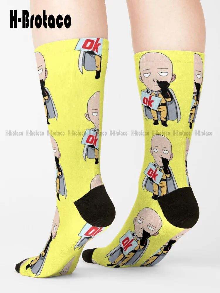 Punch-One-Ok Meme One Anime Ok Oke Man Ok Manga Comic Socks Calzini Da Baseball Neri Harajuku Gd Hip Hop Cartoon Teen Youth Socks