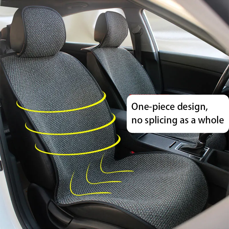 SEAMETAL-funda de lino para asiento de coche, cojín de lino transpirable a prueba de sudor con almohadilla de respaldo, 4 Estaciones, Universal para vehículos 98%