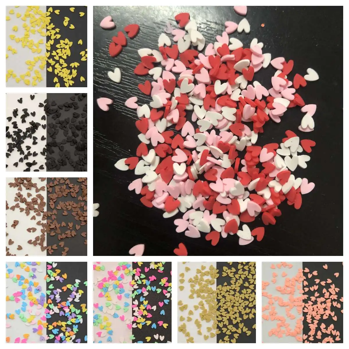 

500G/Lot 5mm Polymer Clay Slices Heart Sprinkles Lovely Confetti for Crafts Making, DIY