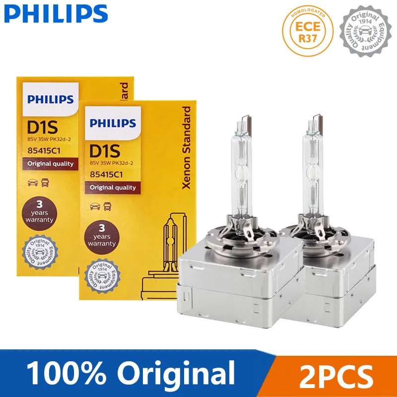 2X Philips HID D1S 35W Xenon Standard Bulbs 4200K White Auto Lamps Original  Car Headlight Germany Quality D1 ECE 85415C1, Pair