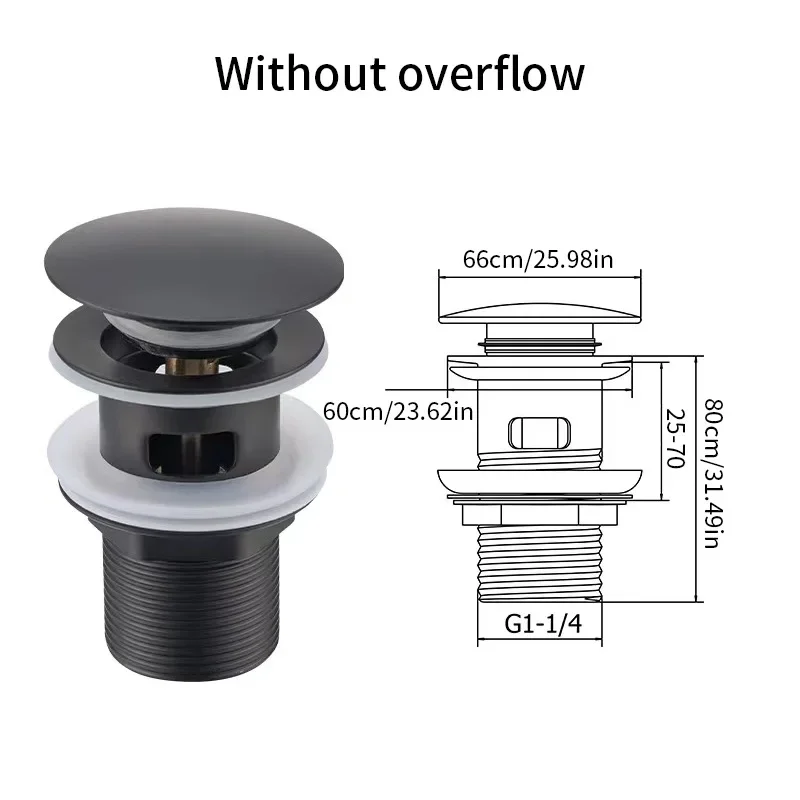 Universal Easy-Clean Pop-Up Sink Drain with Anti-Clog Strainer and Overflow