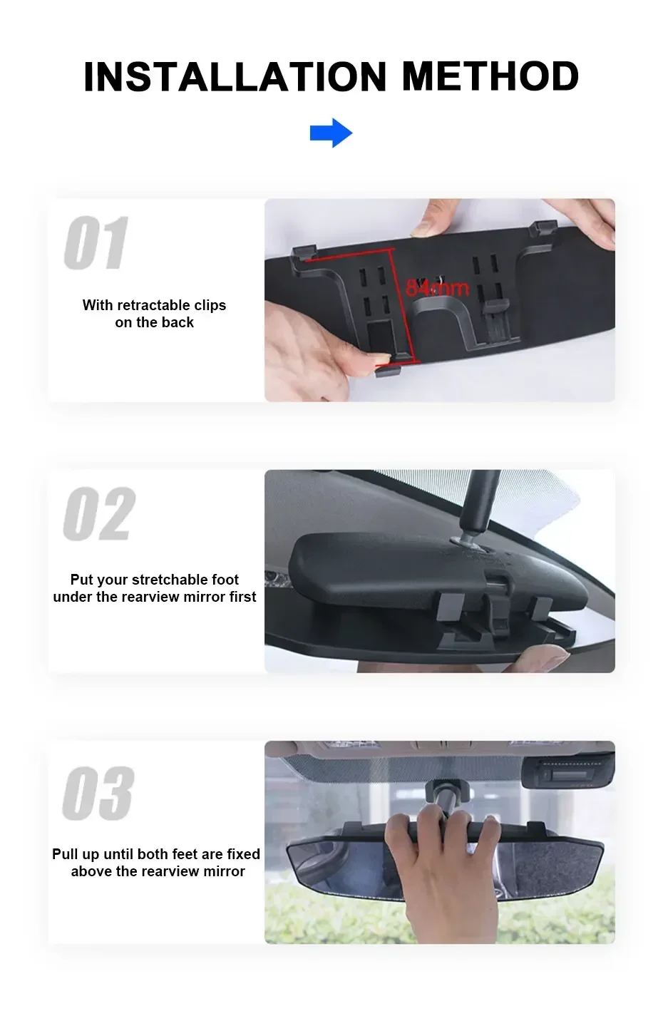 espejo retrovisor de carro espejo retrovisor gran angular HD vidrio 30cmX9cm gran visión Universal pieza de repuesto de espejo automático » espejo retrovisor de carro