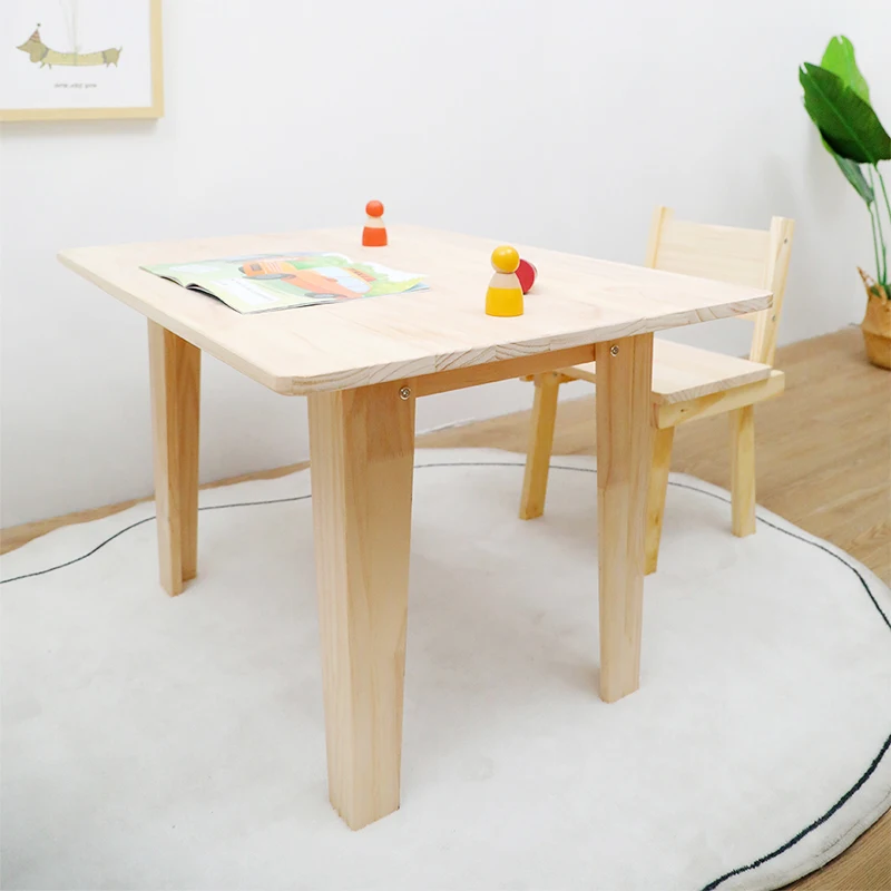NordicStyleSolidWoodChildrensFurnitureKidsDeskandChairSet