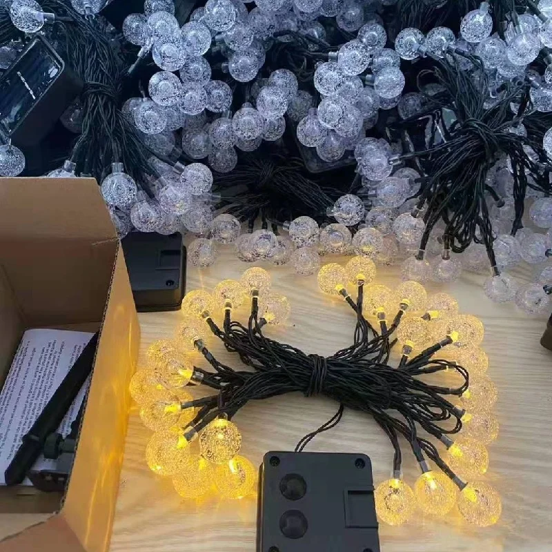 100LED 야외 방수 태양광 LED 크리스탈 글로브 솔라 스트링 조명 8가지 조명 모드가 있는 야외 조명 할로윈 장식