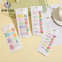 6Pcs/Set Candy Color Hair Clip Set Kids Girl Cartoon Tulip Bow Flower Bangs Clips Hair Pins Baby Cute Barrette Headdress 1