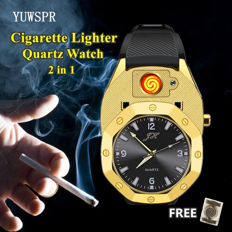 Men Watch with Lighter Creative Flameless USB Charging Watches Fashion Quartz Wristwatches Clock Gift for ZH381 _ - AliExpress Mobile