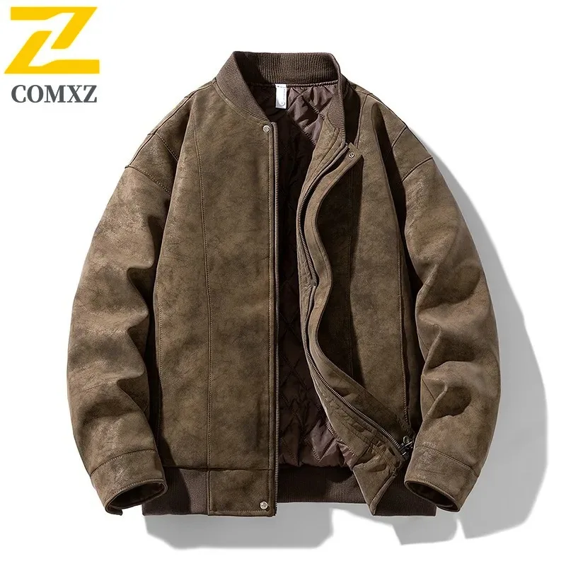 COMXZ 2025 New Men's Graphene Puffer Jacket Loose Stand Collar Short-Sleeve Warm autumn winter Windproof Casual Sport Outerwear