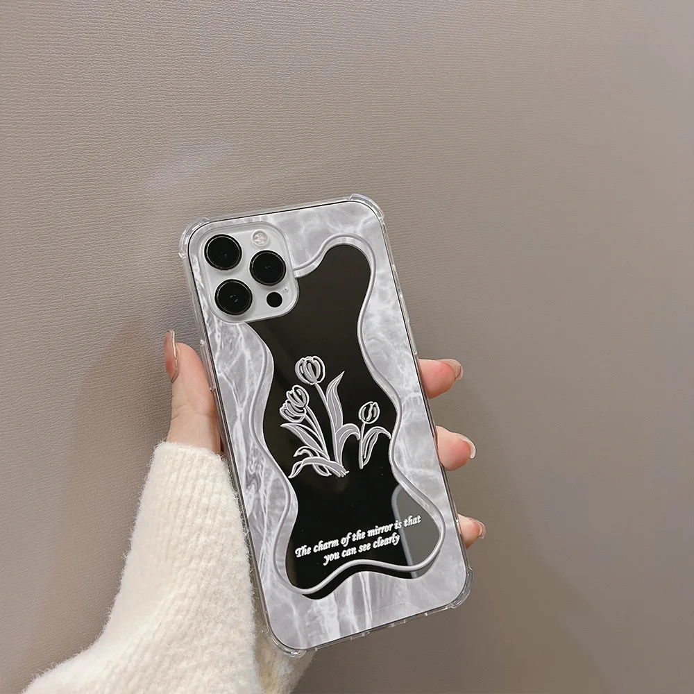 For Iphone case Tulip Flower Pattern Mirror Phone Case For Iphone 11 12 13Pro Max X Xs MAX XR 7Plus 8Plus iphone xr clear case