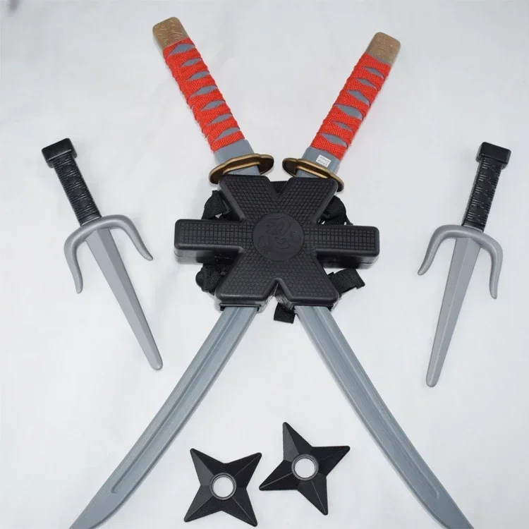 Halloween Samurai Ninja Plastic Long Knife Daggers 7 Pieces Set For Deadpool Cos Double Sword Costume Props Toys
