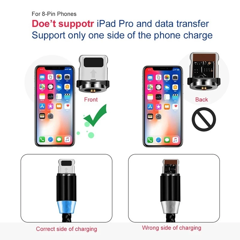 Magnetic Charging Cable Adapter Plug 8 Pin Micro USB Type C Connector For iPhone Xiaomi Samsung Huawei
