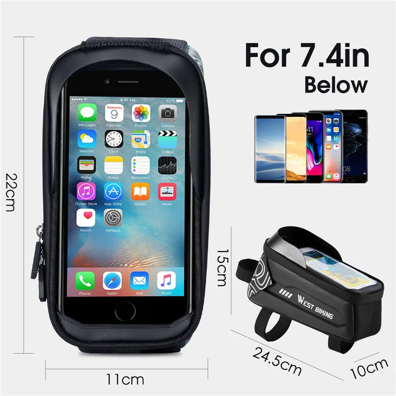WEST BIKING Waterproof Bicycle Bag Touchscreen Phone Case Large Capacity Front Handlebar Cycling Bag MTB Road Bike Accessories