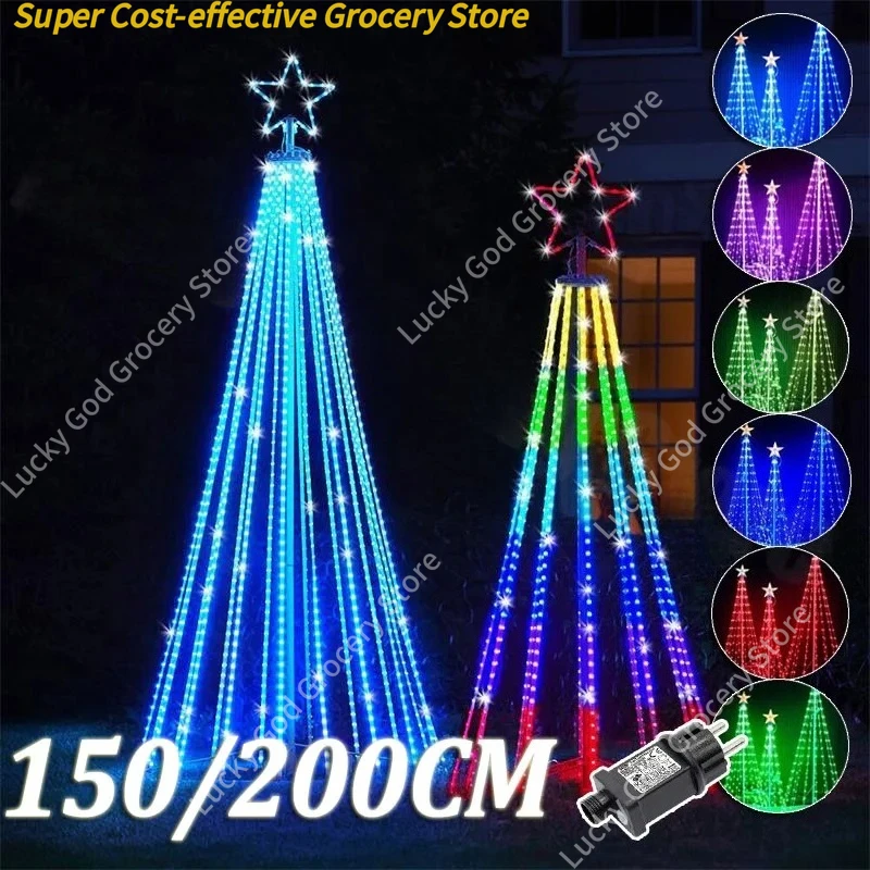 Cône lumineux animé pour arbre de noël, guirlande lumineuse Led étanche IP44, décoration extérieure de noël pour la maison, prise ue